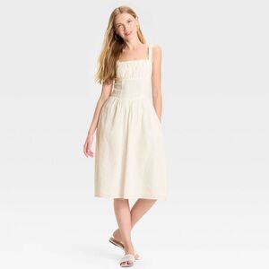 Wild Fable Women's Milkmaid Midi A-Line Dress White Size XXS